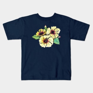 Vibrant Yellow Hibiscus Flower Kids T-Shirt